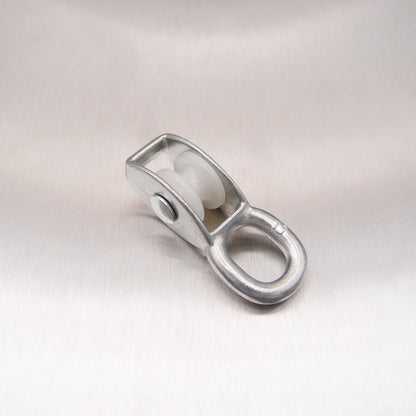 Single Awning Pulley - Nylon Sheave - Fixed Eye - Zinc Plated Steel