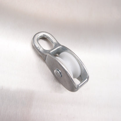 Single Awning Pulley - Nylon Sheave - Fixed Eye - Zinc Plated Steel