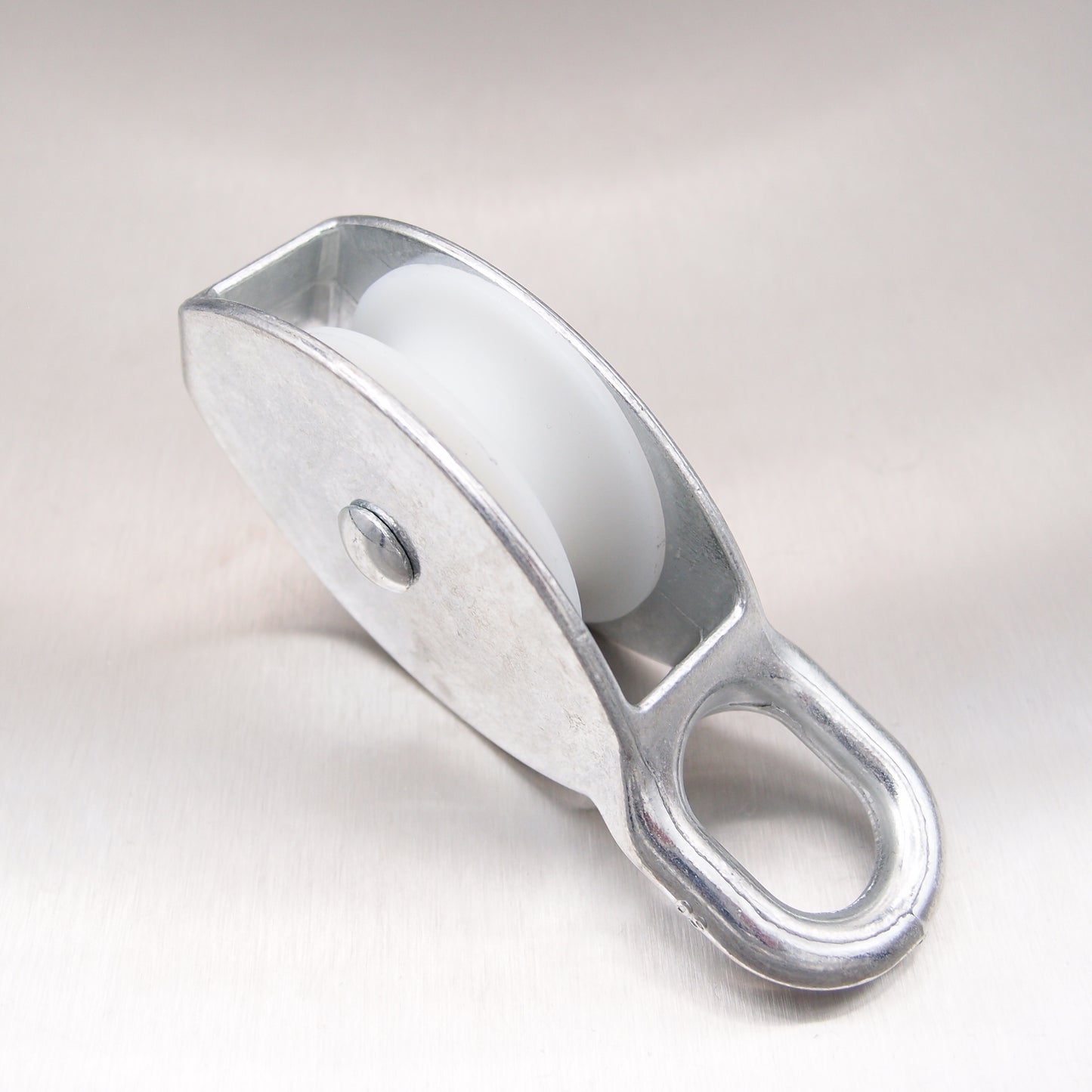 Single Awning Pulley - Nylon Sheave - Fixed Eye - Zinc Plated Steel