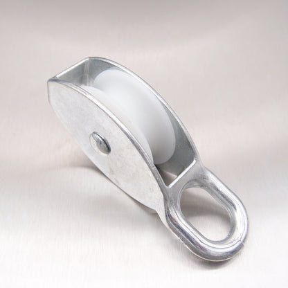 Single Awning Pulley - Nylon Sheave - Fixed Eye - Zinc Plated Steel