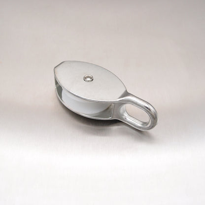 Single Awning Pulley - Nylon Sheave - Fixed Eye - Zinc Plated Steel