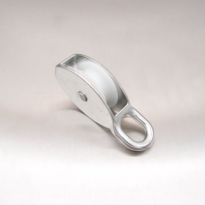 Single Awning Pulley - Nylon Sheave - Fixed Eye - Zinc Plated Steel