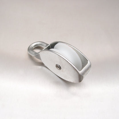 Single Awning Pulley - Nylon Sheave - Fixed Eye - Zinc Plated Steel