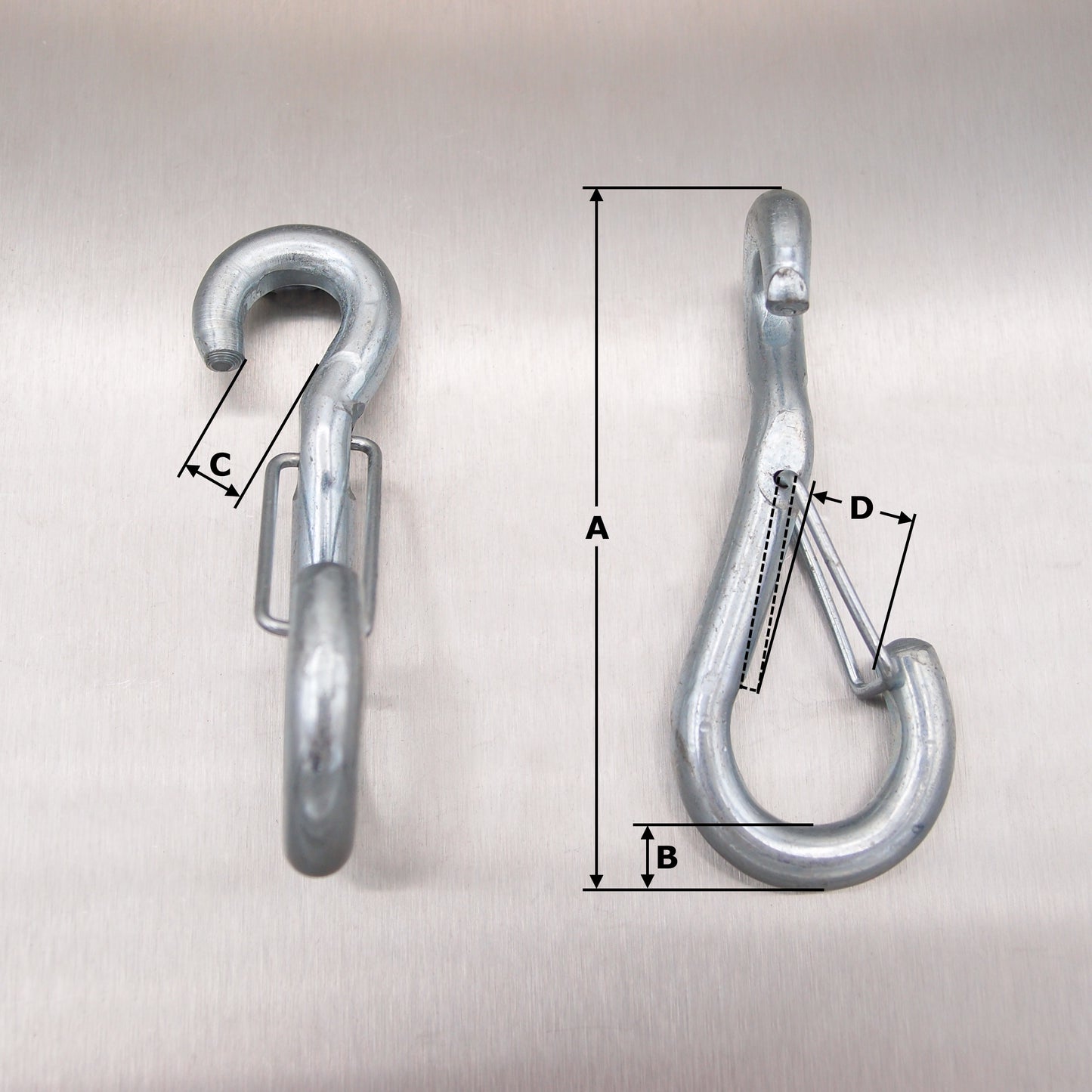3.5" Spring Hook To Crue - Zinc Plated Steel - Wire Catch