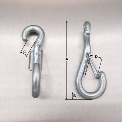 3.5" Spring Hook To Crue - Zinc Plated Steel - Wire Catch