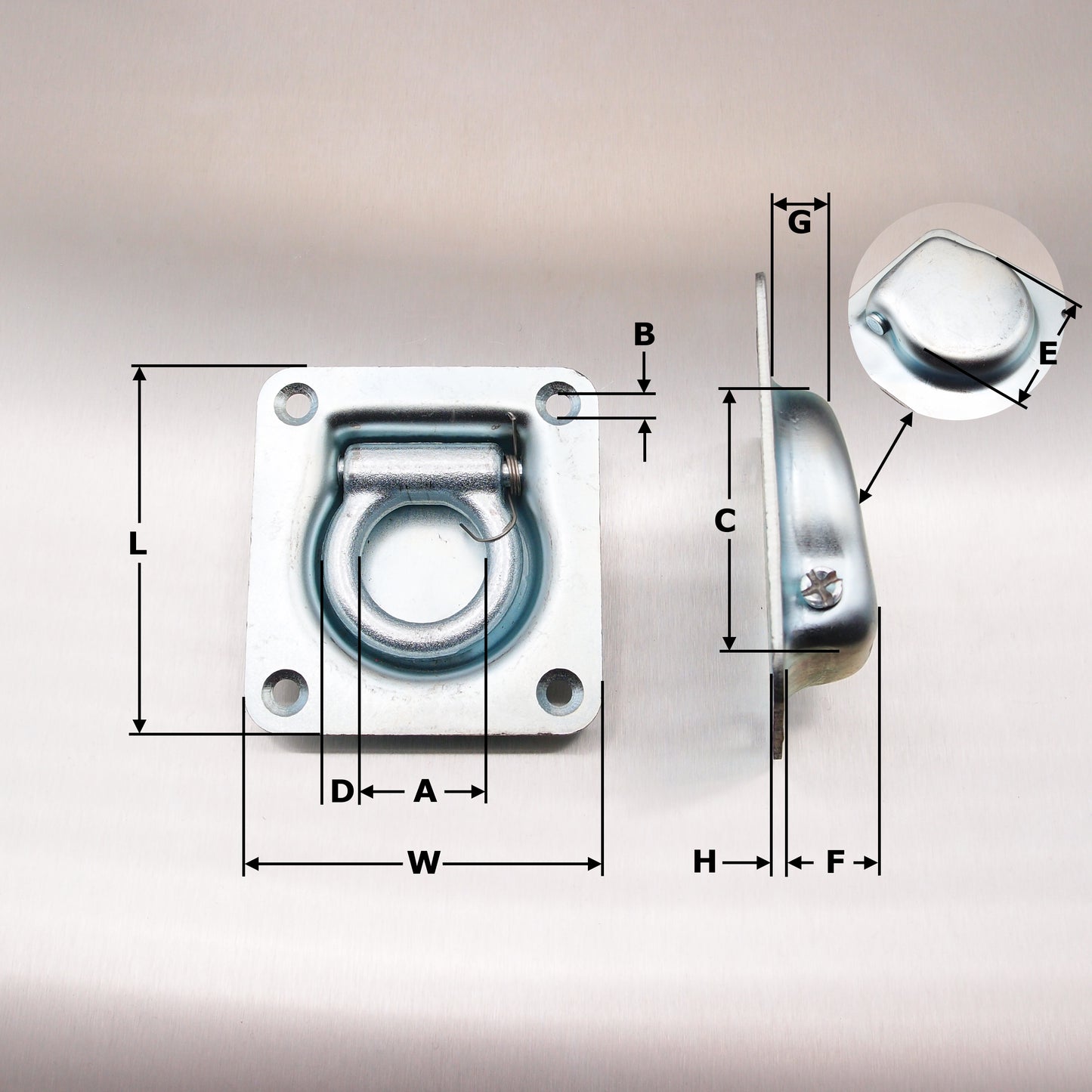 102mm x 96mm Recessed Lashing Link - Zinc Plated
