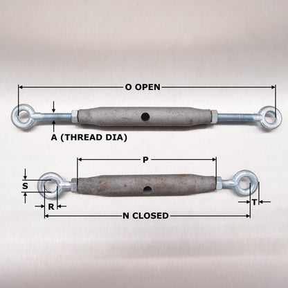 Rigging Screws Closed Body with Locknuts: Galvanised - Eye & Eye