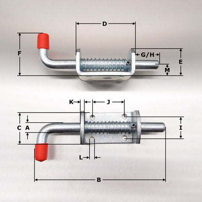 Spring Loaded Bolt - Zinc Plated