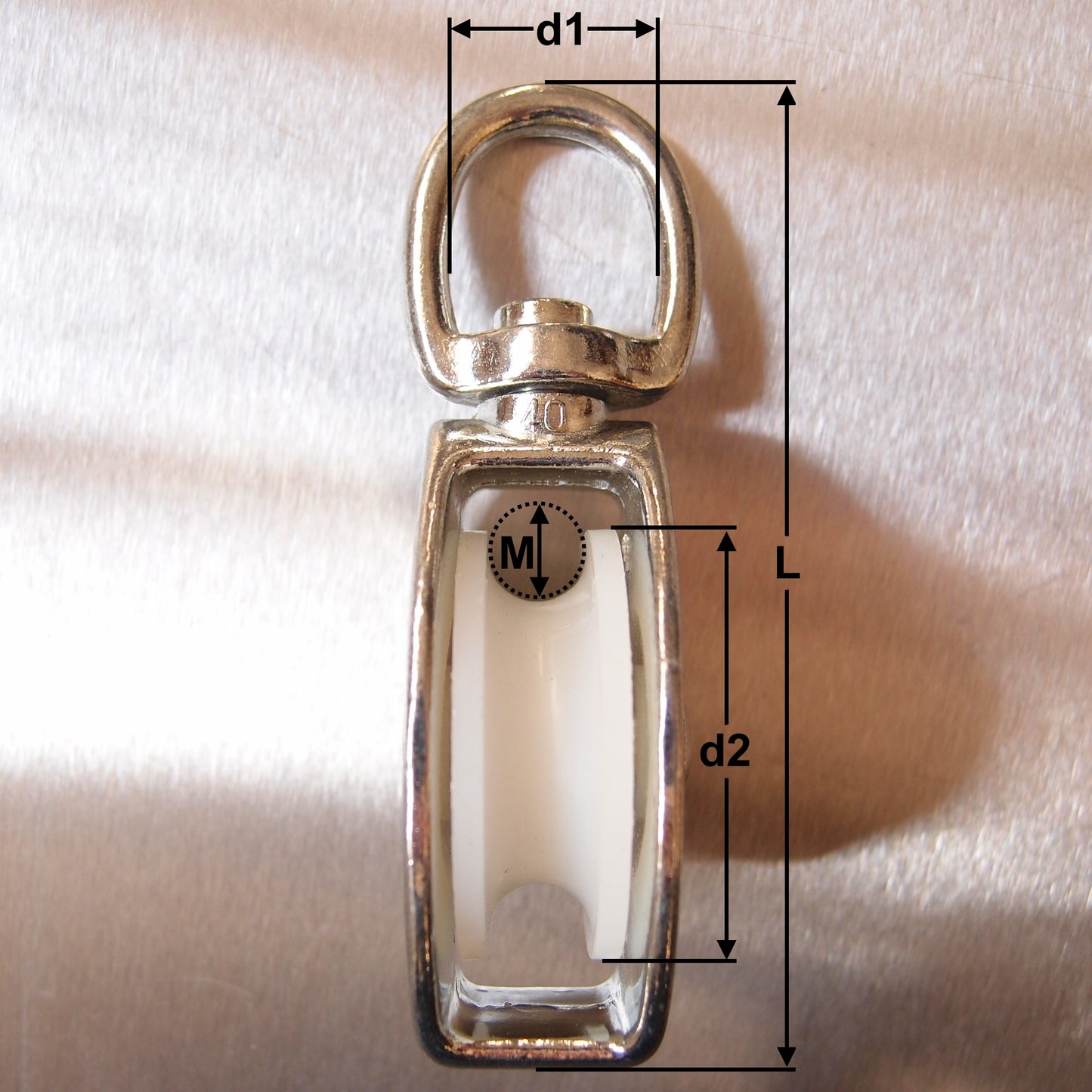 Single Awning Pulley - Nylon Sheave - Swivel Eye - Zinc Plated Steel