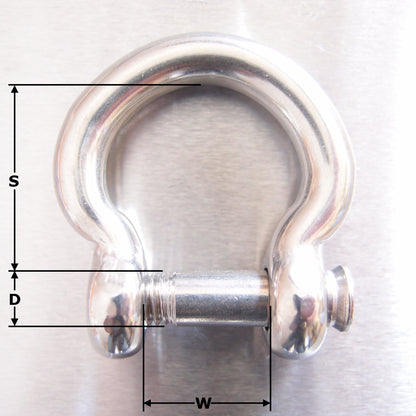 Stainless Steel Bow Shackle - Hexagon Socket Countersunk Pin - AISI 316