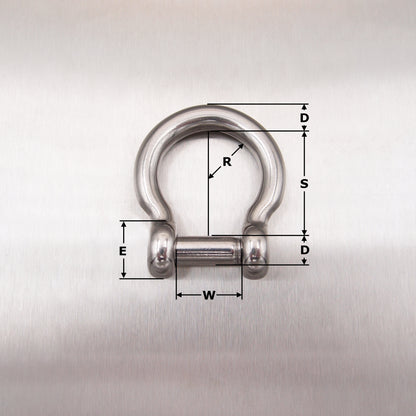 Stainless Steel Bow Shackle - Hexagon Socket Countersunk Pin - AISI 316