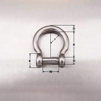 Stainless Steel Bow Shackle - Hexagon Socket Countersunk Pin - AISI 316