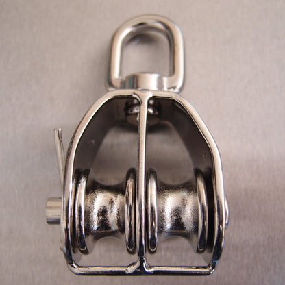 Stainless Steel Double Sheave Blocks with Swivel Oval Eye - AISI 316