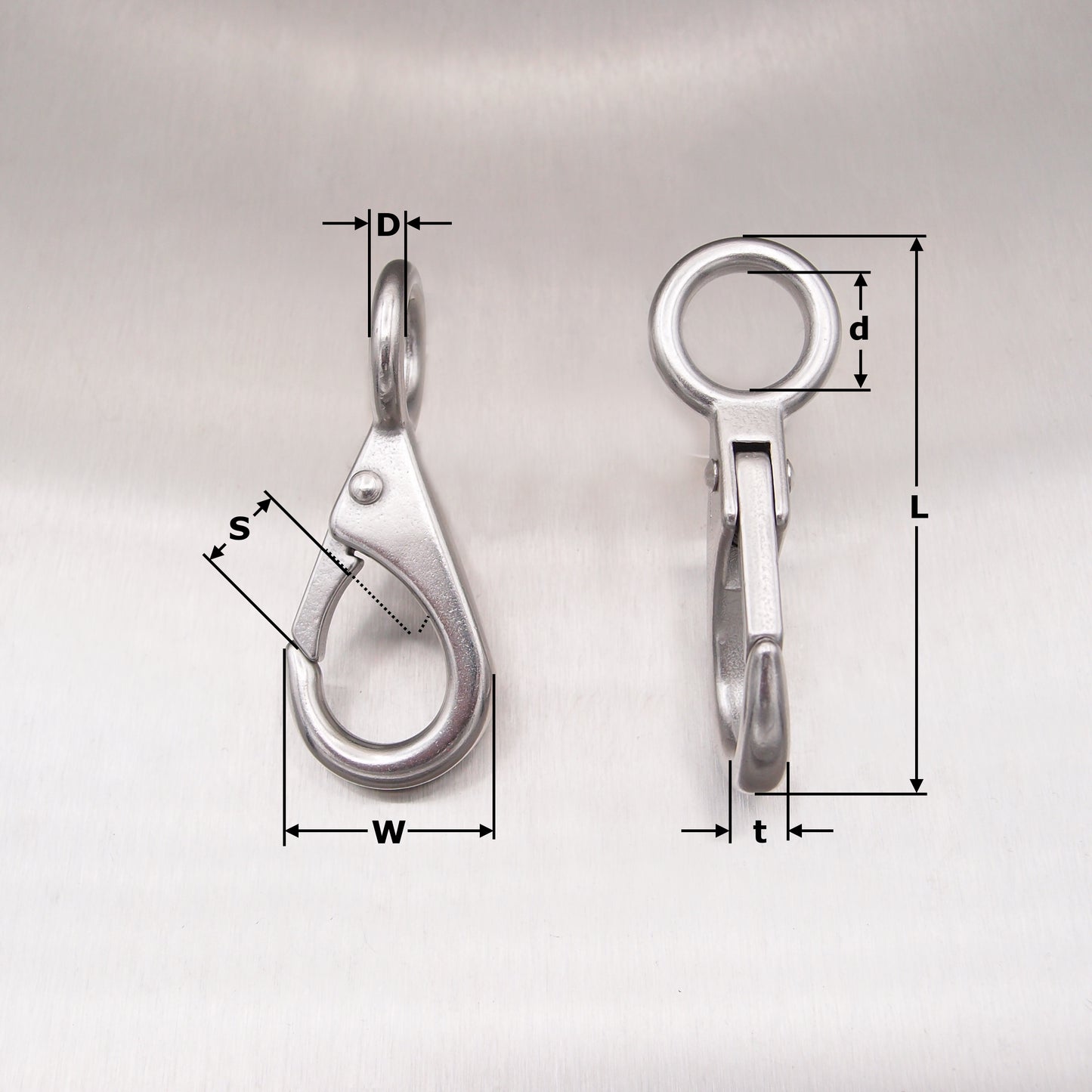 Stainless Steel Fixed Eye Boat Snap Hook AISI 316