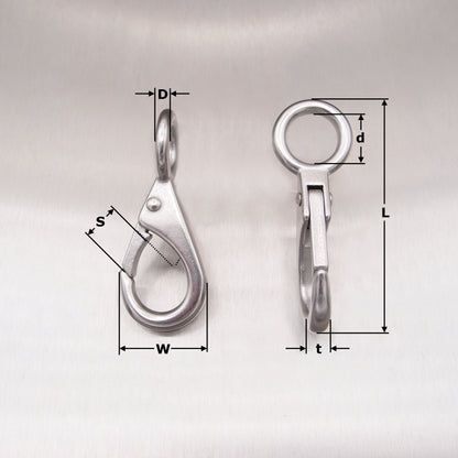 Stainless Steel Fixed Eye Boat Snap Hook AISI 316
