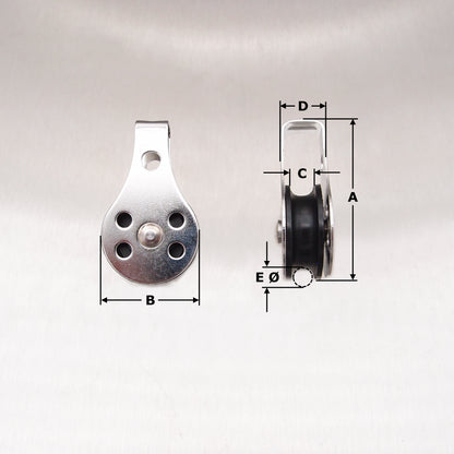 Stainless Steel 25mm Pulley Block with Nylon Sheave - Type 2 - AISI 316