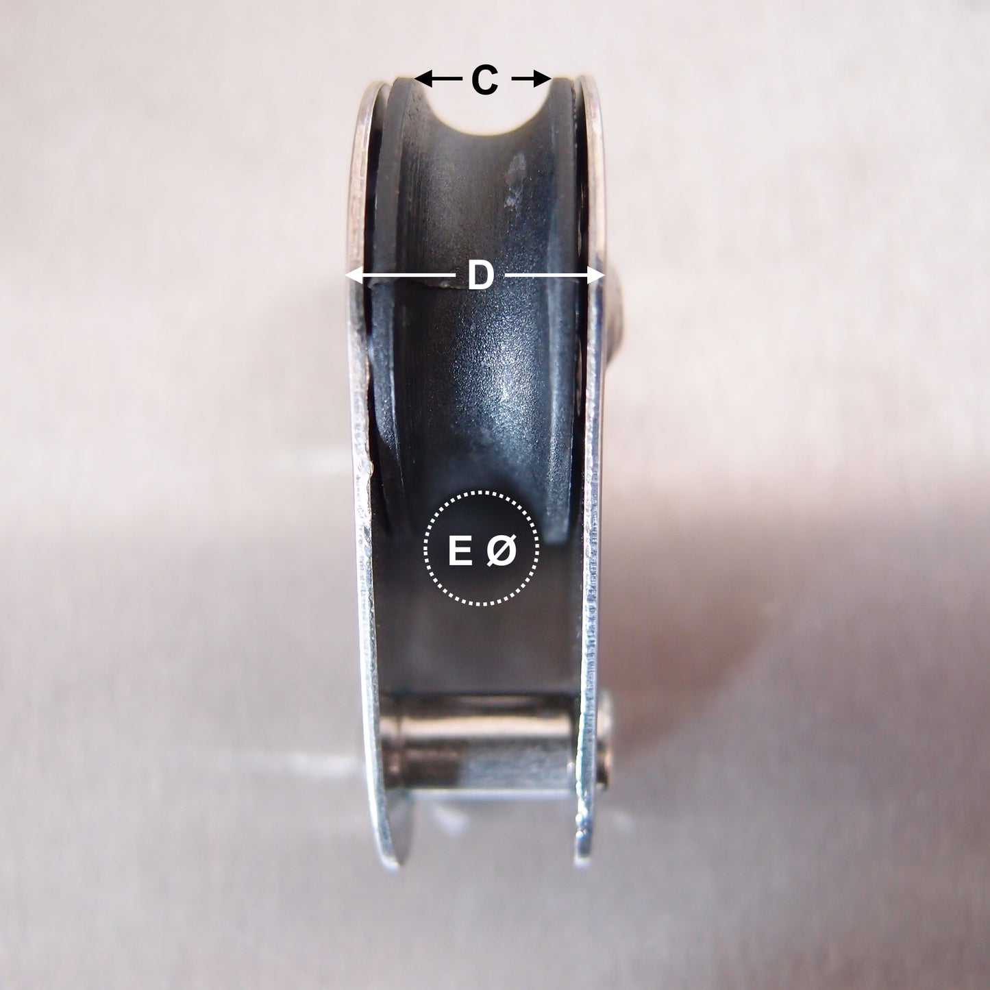 Stainless Steel 25mm Pulley Block with Nylon Sheave - Fixed Pin - AISI 316