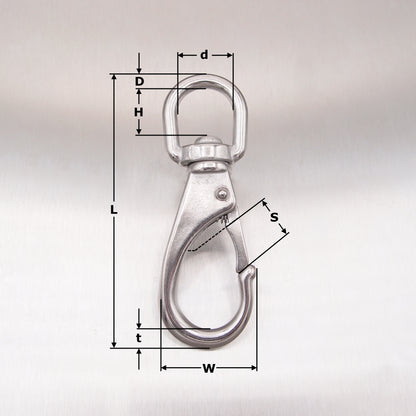Stainless Steel Swivel Eye Boat Snap Hook - AISI 316