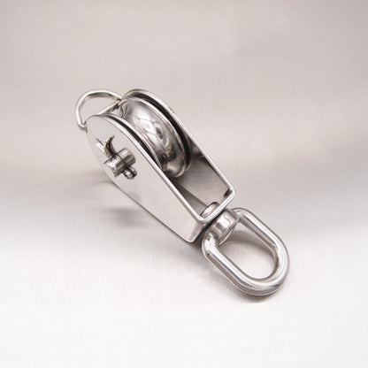 Stainless Steel Single Sheave Blocks with Swivel Oval Eye & Becket - AISI 316