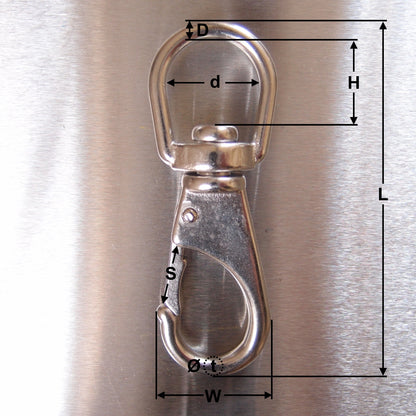 Stainless Steel Swivel Eye Boat Snap Hook - AISI 316