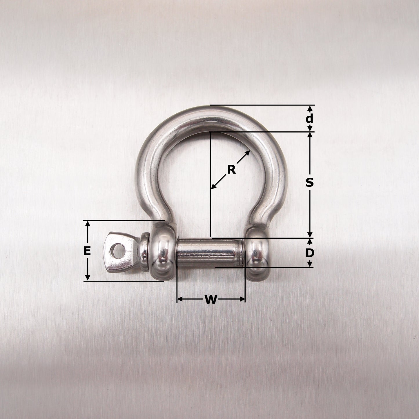 Stainless Steel Bow Shackle - with Screwed Collar Pin - AISI 316