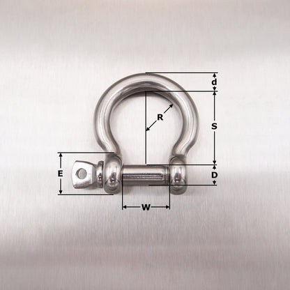 Stainless Steel Bow Shackle - with Screwed Collar Pin - AISI 316