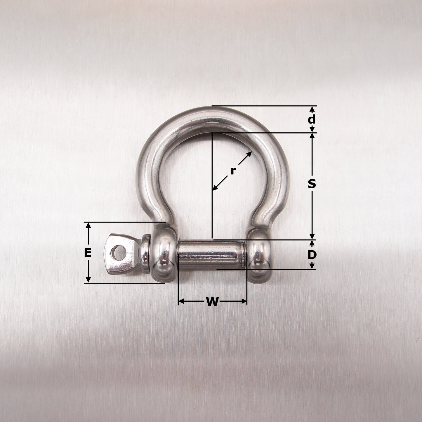 Stainless Steel Bow Shackle - with Screwed Collar Pin - AISI 316