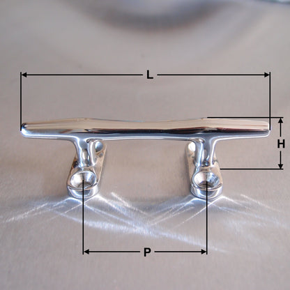 Stainless Steel Four Hole Hollow Base / Cross End Low Flat Cleats - AISI 316
