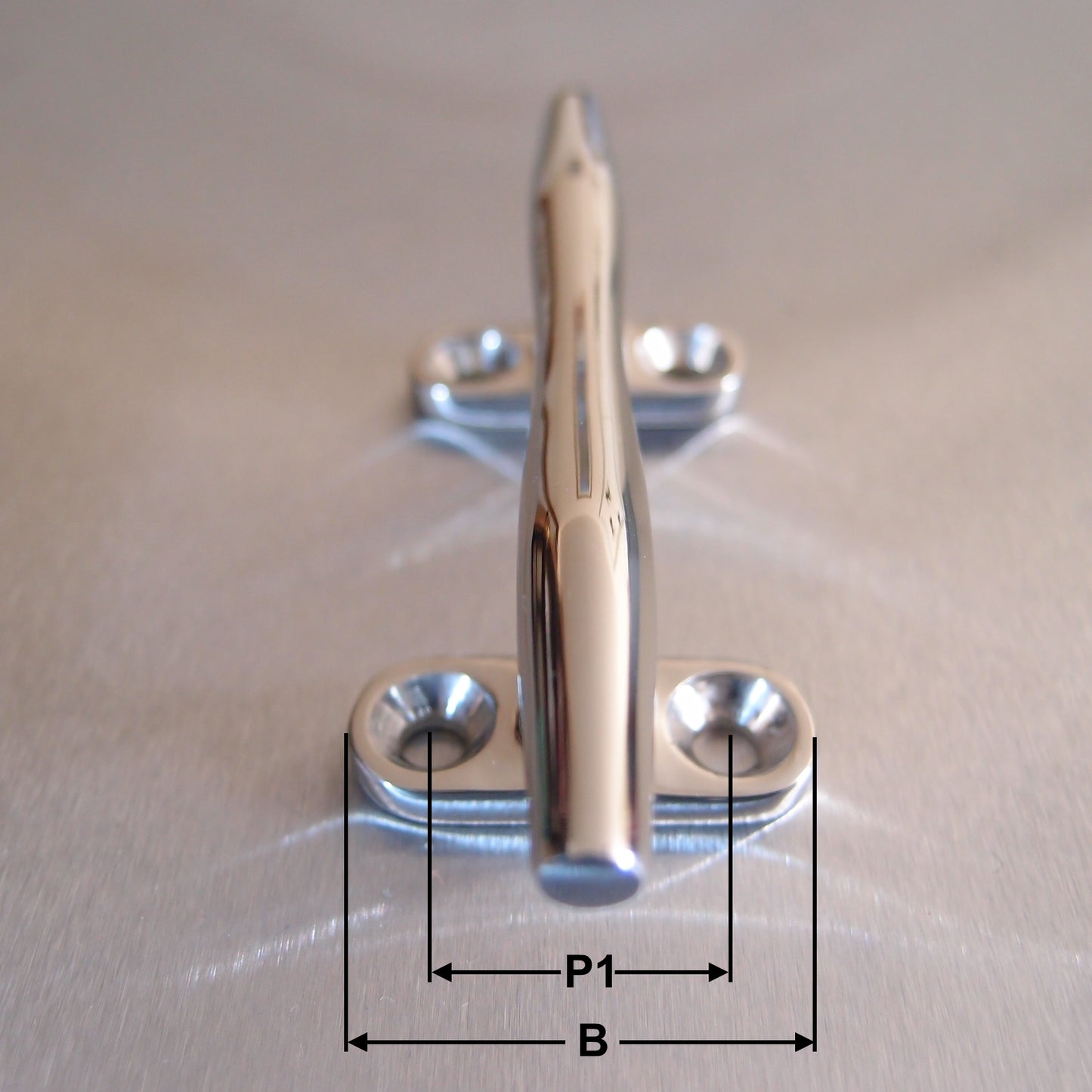 Stainless Steel Four Hole Hollow Base / Cross End Low Flat Cleats - AISI 316