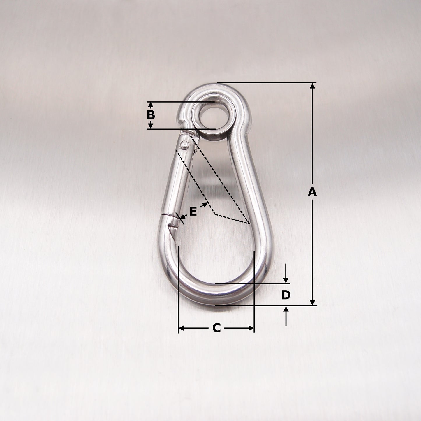 Stainless Steel Carbine Hooks - with Eyelet - AISI 316