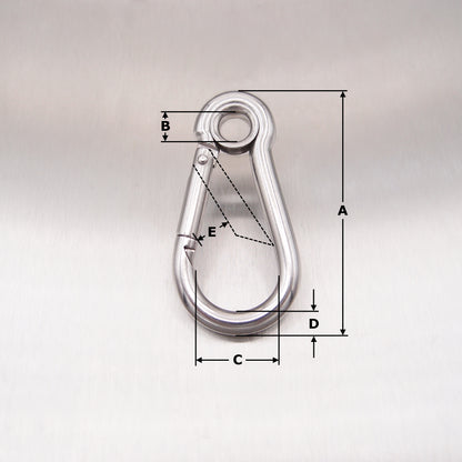 Stainless Steel Carbine Hooks - with Eyelet - AISI 316