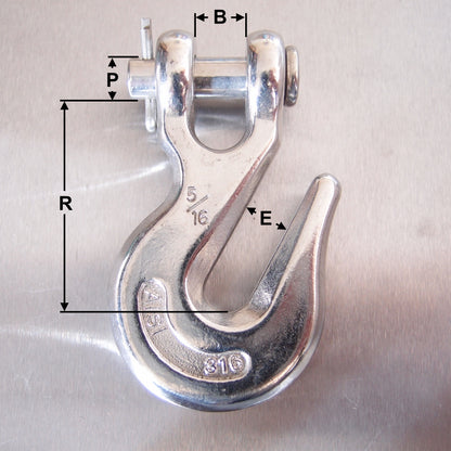 Stainless Steel Clevis Type Grab Hook - AISI 316