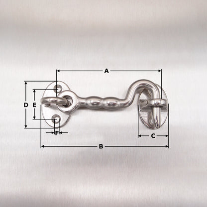 Stainless Steel Cabin Door Hooks with Plate - AISI 316