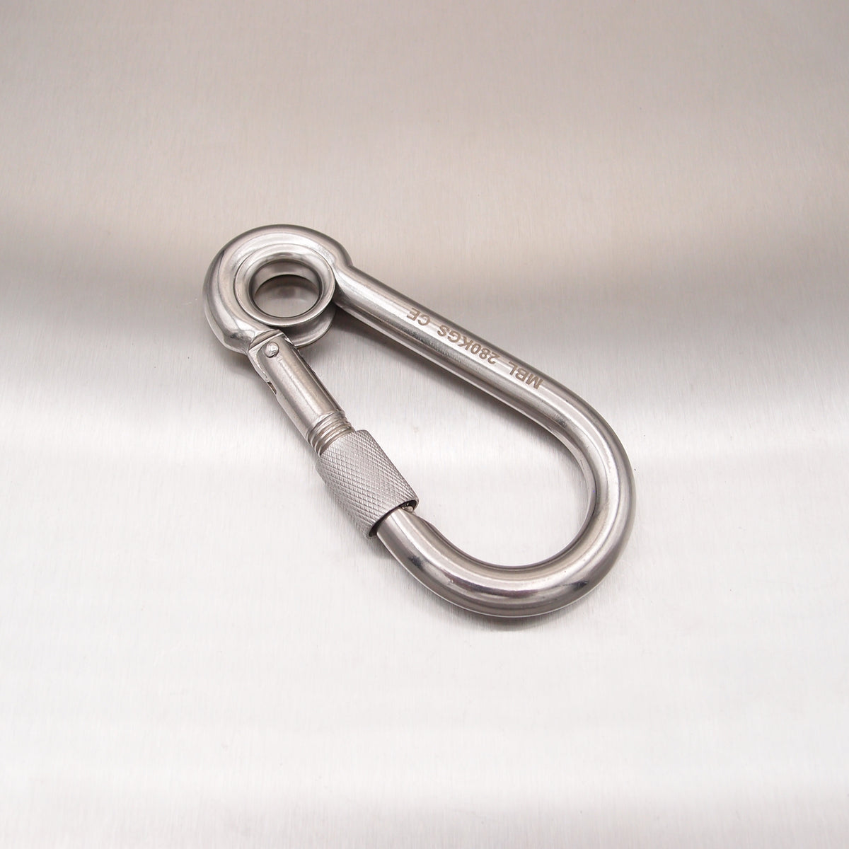 Stainless Steel Load Rated Carbine Hook With Screw Nut - With Eyelet