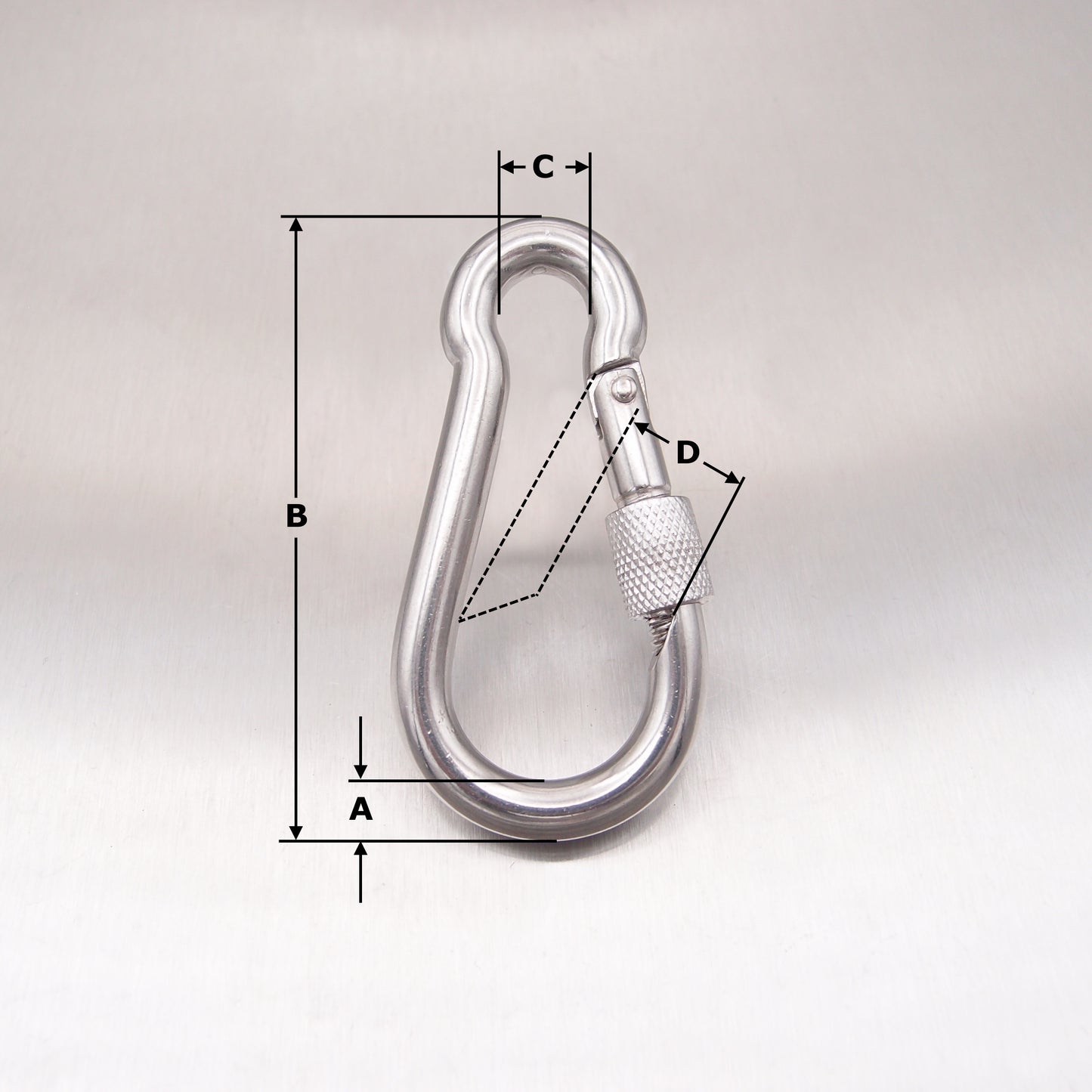 Stainless Steel Carbine Hooks with Screw Nut - Without Eyelet - AISI 316