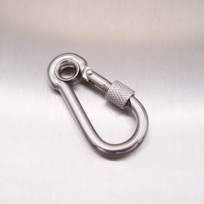Stainless Steel Carbine Hook With Screw Nut - With Eyelet - AISI 316