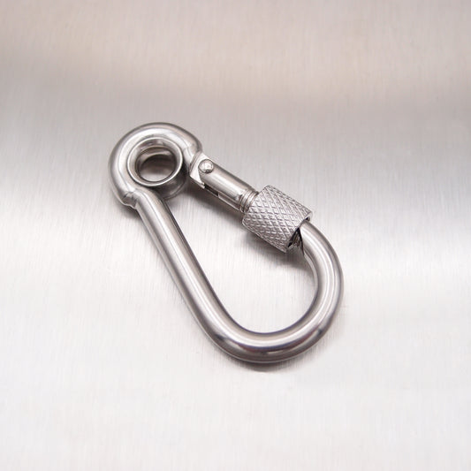 Stainless Steel Carbine Hook With Screw Nut - With Eyelet - AISI 316