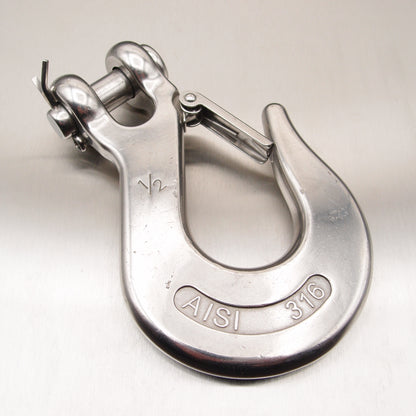 Stainless Steel Clevis Type Sling Hook with Safety Catch AISI 316