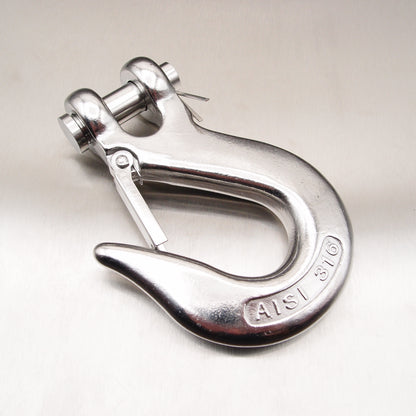 Stainless Steel Clevis Type Sling Hook with Safety Catch AISI 316