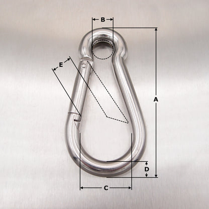 Stainless Steel Carbine Hooks - without Eyelet - AISI 316