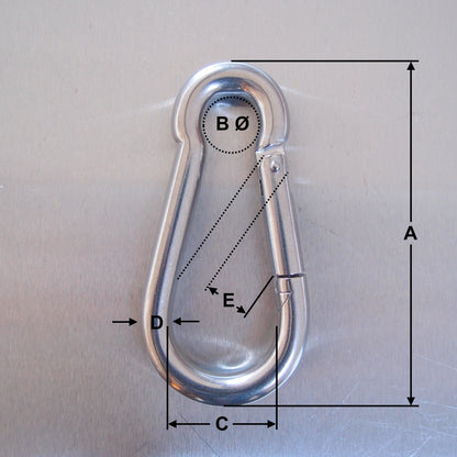 Stainless Steel Carbine Hooks - without Eyelet - AISI 316