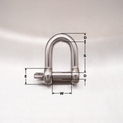 Stainless Steel Dee Shackles with Captive Pin - AISI 316