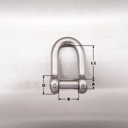 Stainless Steel Dee Shackles - with Countersunk Flush Pin - AISI 316