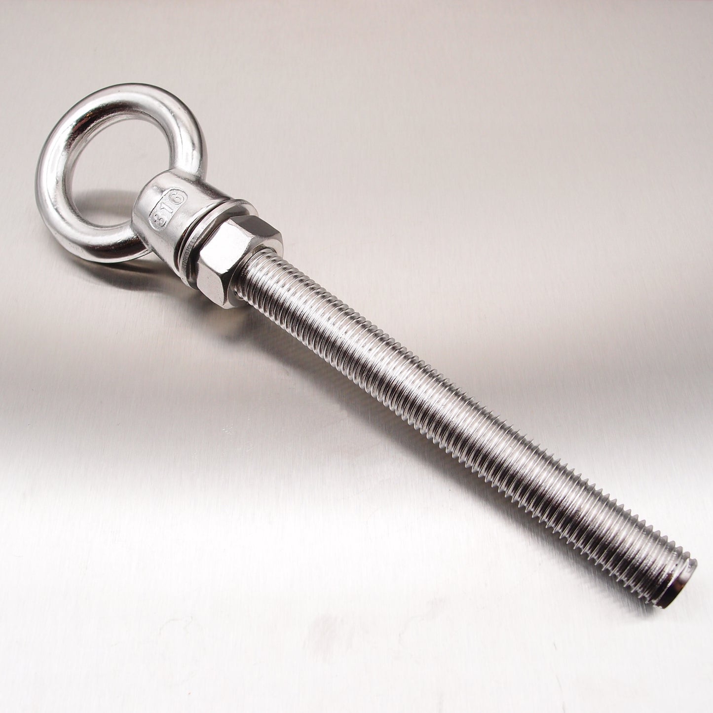 Stainless Steel Long Shank Eyebolts with Nut and Washer AISI 316