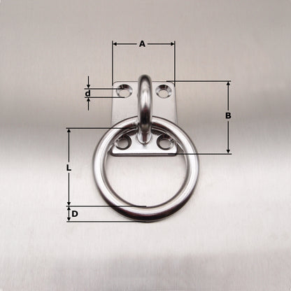 Stainless Steel Four Hole Eye Plates - Fitted with Ring AISI 304