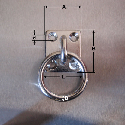 Stainless Steel Four Hole Eye Plates - Fitted with Ring AISI 304