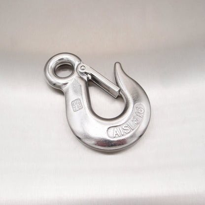 Stainless Steel Eye Type Sling Hook with Safety Catch - AISI 316