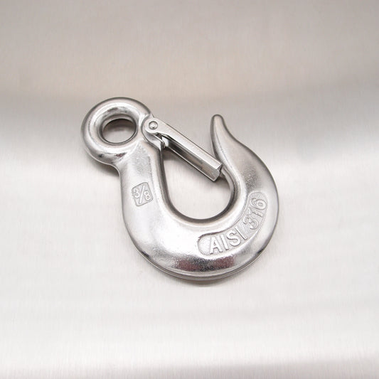 Stainless Steel Eye Type Sling Hook with Safety Catch - AISI 316