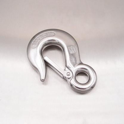 Stainless Steel Eye Type Sling Hook with Safety Catch - AISI 316