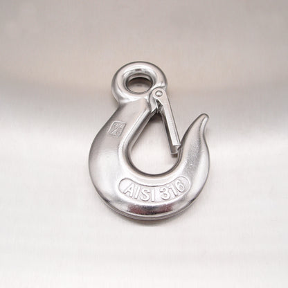 Stainless Steel Eye Type Sling Hook with Safety Catch - AISI 316